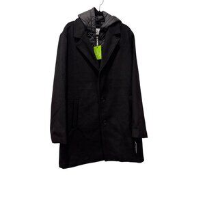 New Sam Edelman Men's Size XL Single Breasted Wool Blend Hooded Coat *Defect*